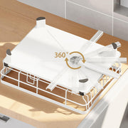 43 cm White 2-Tier Dish Rack with Extendable 360° Drain Spout