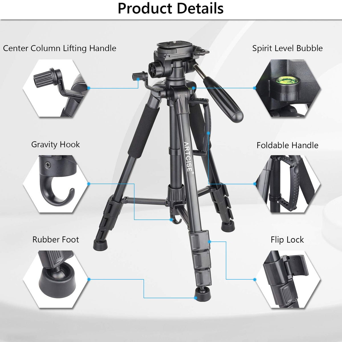 159 cm Camera & Phone Tripod with 4.5 kg Load Rating