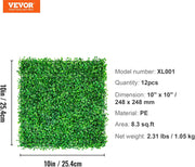 25 × 25 cm Artificial Boxwood Hedge Panels – 12 Pack
