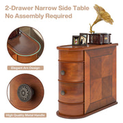Solid-Wood 2-Drawer Narrow End Table – Walnut