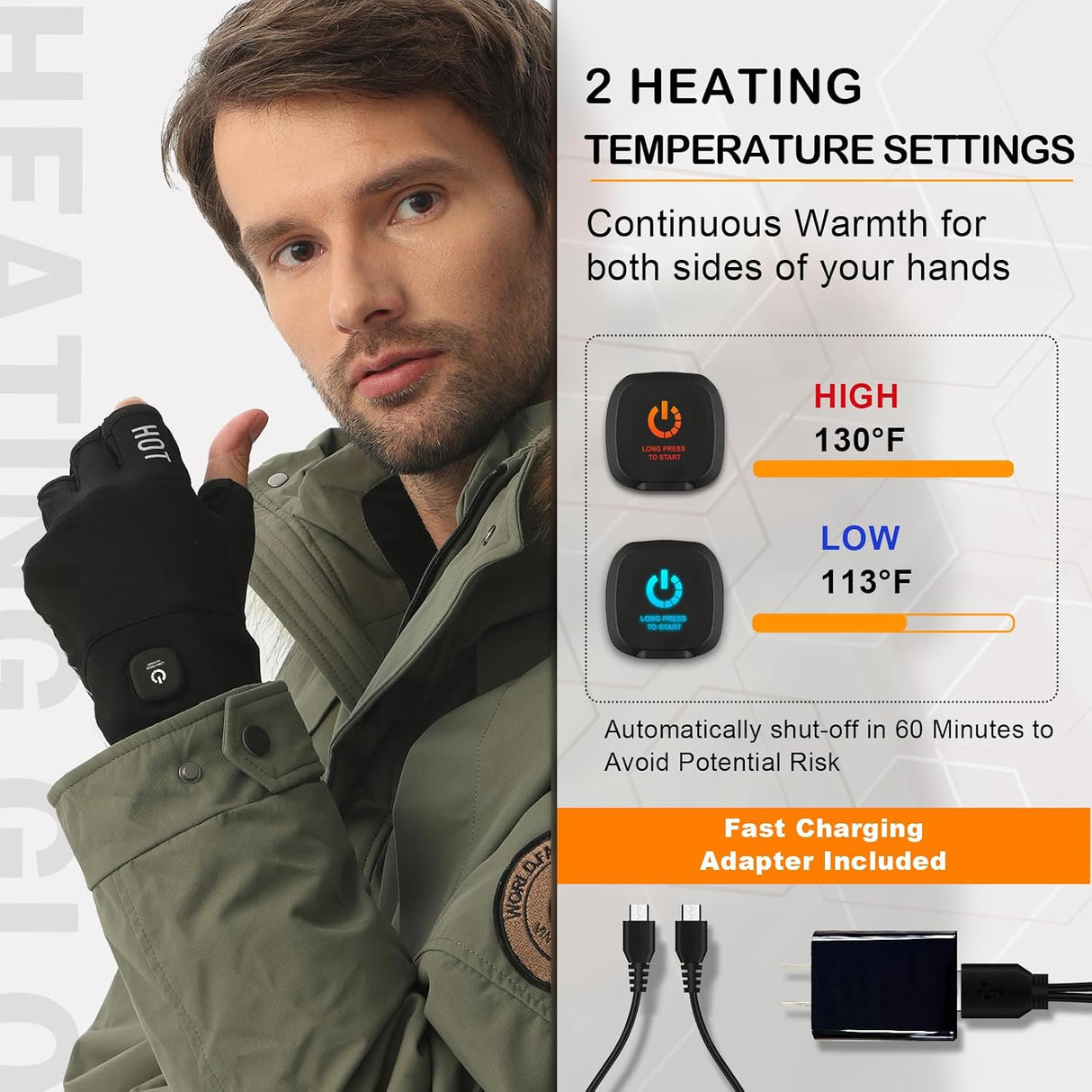 Heated Gloves Rechargeable for Men Women, Winter Warm Gloves for Arthritis, Variable Temperature Control, Work Touchscreen Gloves for Winter Cold Weather Electric (Medium)