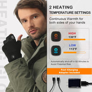 Rechargeable Heated Gloves – Cordless Fingerless Winter Warm Gloves with Temperature Control