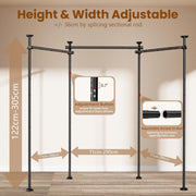 Tension Curtain Rod for Room Partition, No Drilling, 121-304cm(H) 71-434cm(W) | Floor to Ceiling Room Divider, Black, Strong Weight Capacity, Quick Assemble, Wall Divider for Bedroom Dorm Privacy