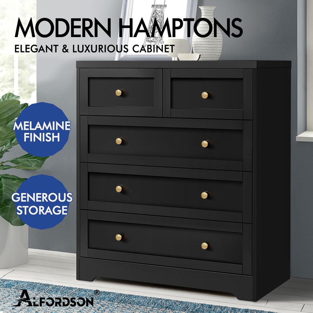 5-Drawer Tallboy Storage Cabinet
