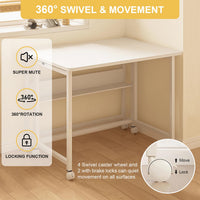 80 cm Foldable Mobile Computer Desk with Shelf