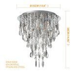 Luxury Modern Crystal Chandelier Ceiling Flush Mount Light Fixture for Bedroom Living Room Kitchen Corridor Stairwell Aisle Hallway, ￠35cm x H38cm, Chrome, 4-Lights, G9 Holder