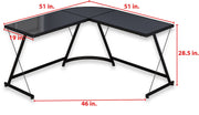 Black L-Shaped Glass Computer & Gaming Desk