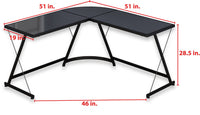 Black L-Shaped Glass Computer & Gaming Desk