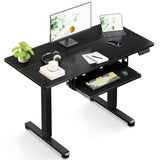 ODK Electric Standing Desk with Keyboard Tray & Memory Control,72-118cm Height Adjustable Sit Stand Desk,Ergonomic Computer Desk for Home Office,100 * 50cm,White