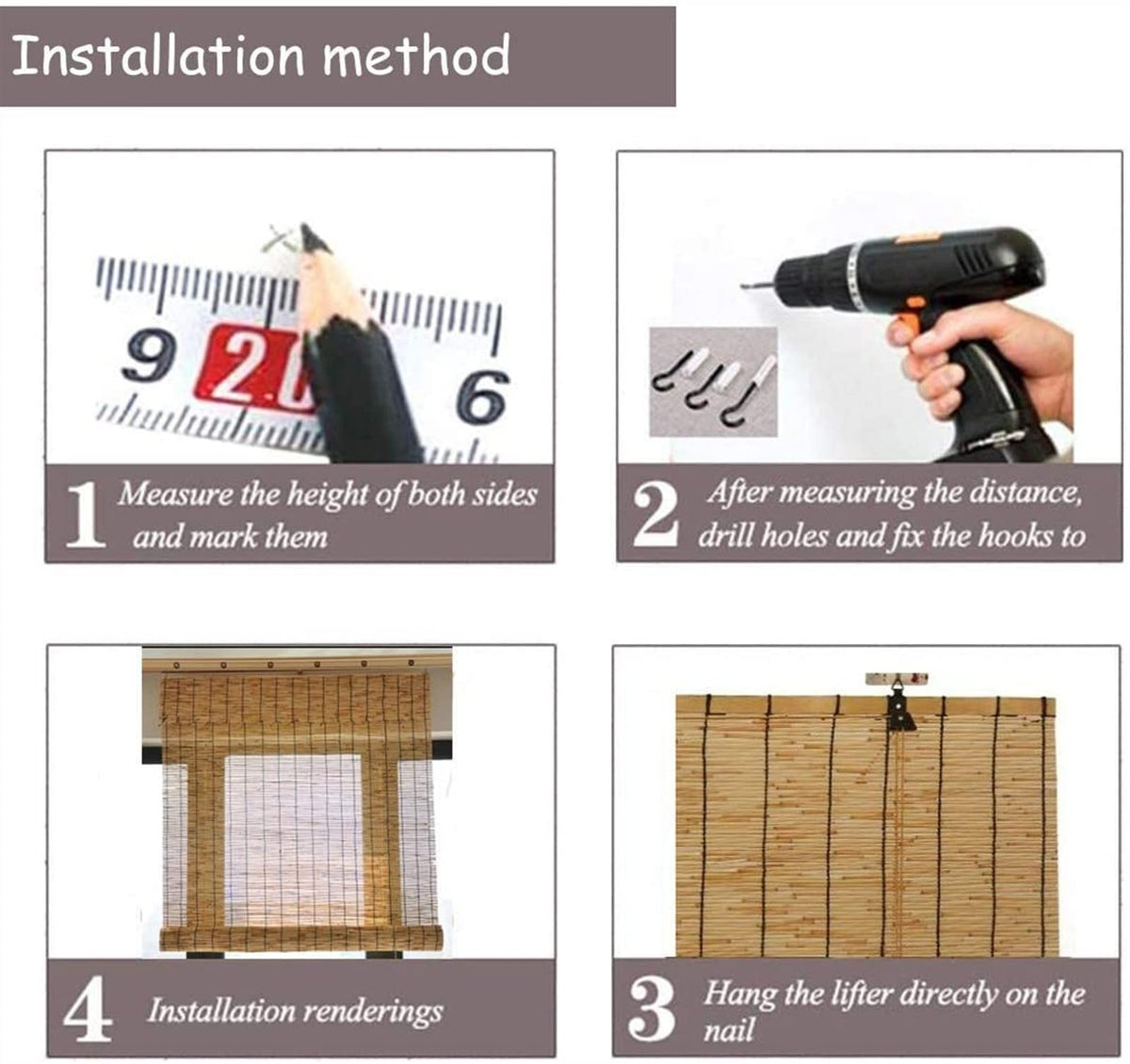 Natural Reed Roller Blind with Side Drawstring