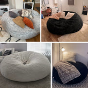 180 cm Fluffy Bean Bag Cover – Snow Grey, Cover Only