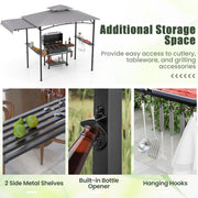 BBQ Gazebo with Side Awning, Shelves & Hooks