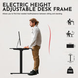 Electric Height Adjustable Standing Desk Whole-Piece Desktop Sit Stand Up Computer Desk Workstation with Memory Controller for Home, Office, Gaming 120×60cm (White Frame + Black Top)