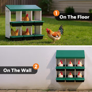 Chicken Nesting Box, Double Layer 6 Hole Metal Chicken Hen Laying Boxes with Roll Away Egg Collection & Perch, Poultry Nest House Egg Brooder Coop for Hens/Goose/Duck