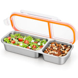 Abekuta Stainless Steel Snack Containers, Reusable Condiment Box with Lids, 3 Compartment Sauce Cups, Divided Food Storage Containers for School, Home, Travel