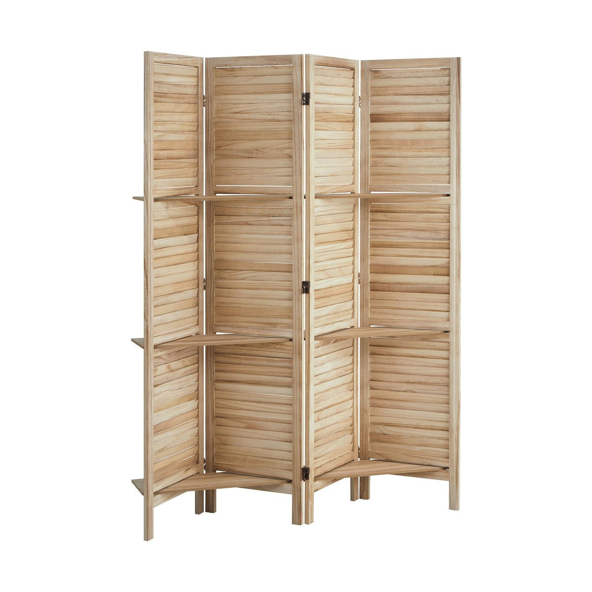 Oikiture Natural Paulownia-Wood 4-Panel Room Divider