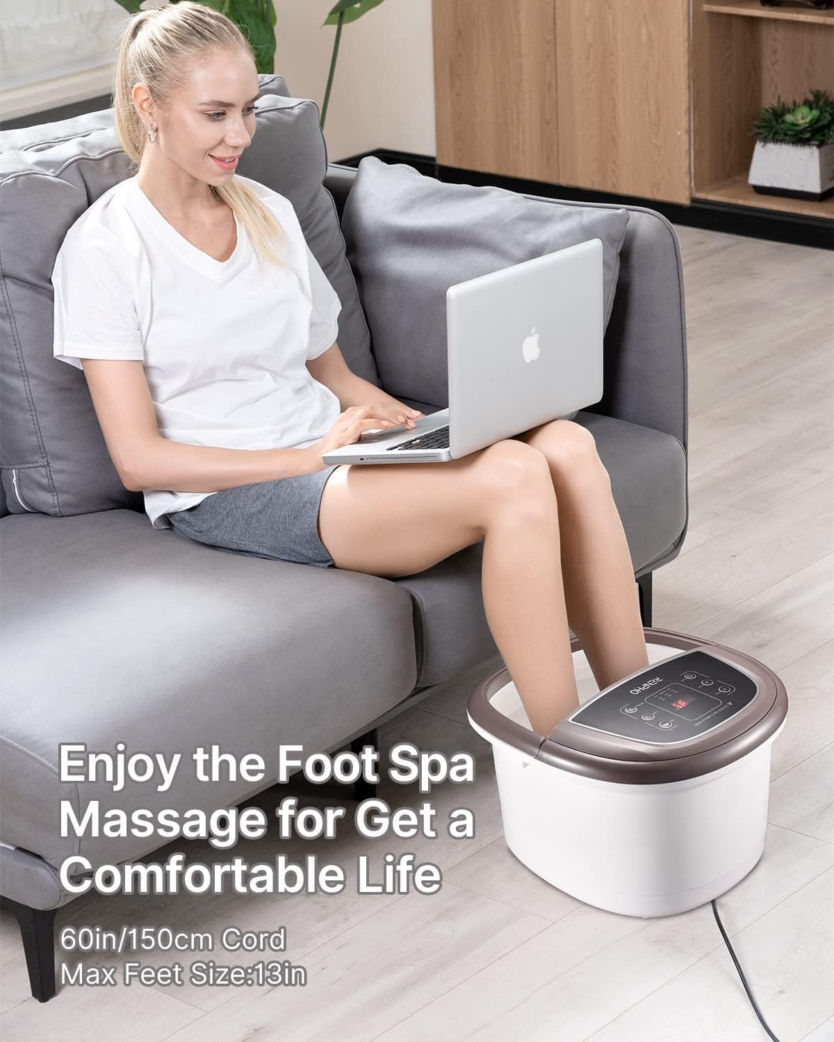 Foot Spa Bath Massager,RENPHO Motorized Foot Spa with Heat and Massage and Jets,Powerful Bubble Jets with Infrared,Shiatsu Foot Spa Massager Corn Rollers,Relieve Feet Muscle Pain
