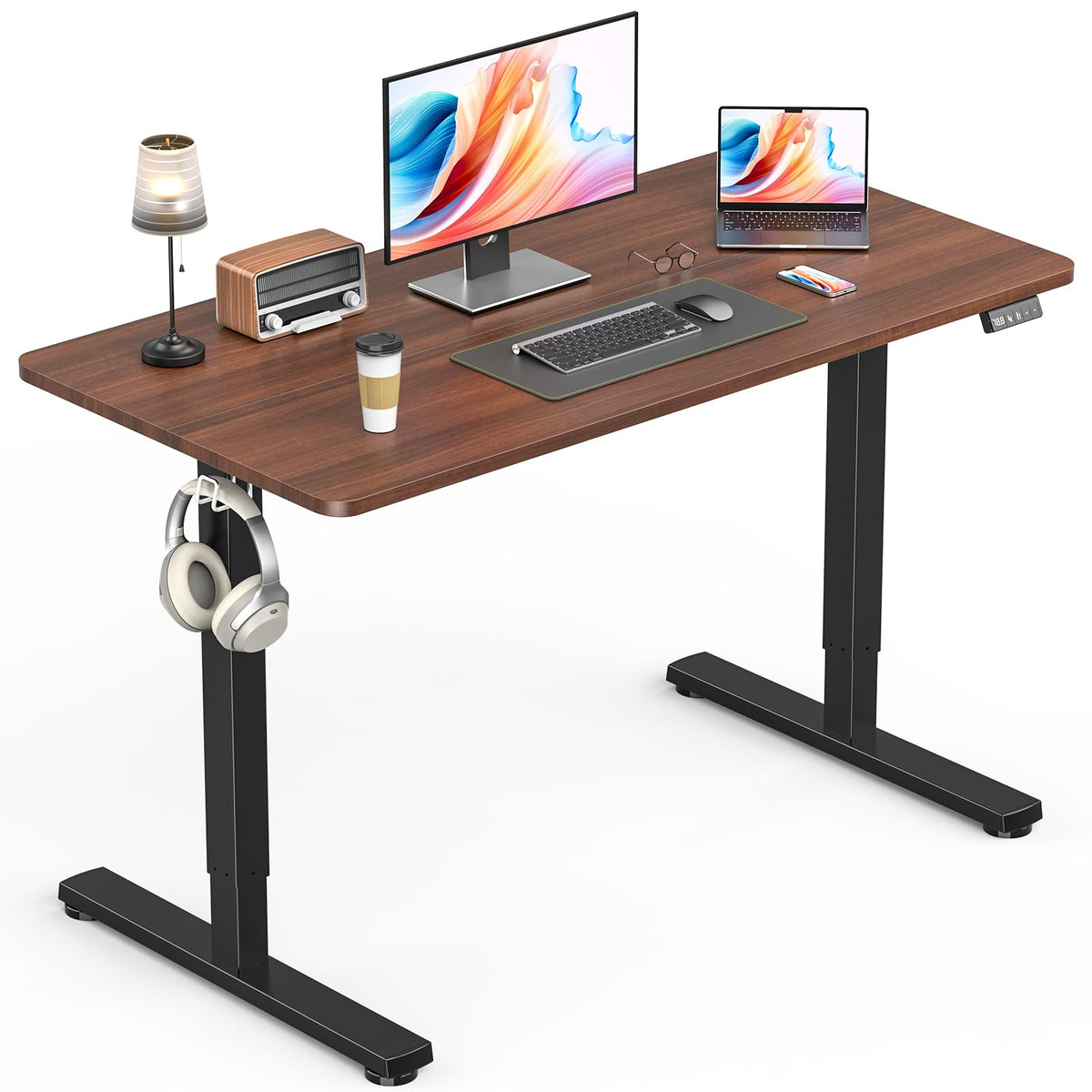 Electric Height-Adjustable Standing Desk with Spliced Top