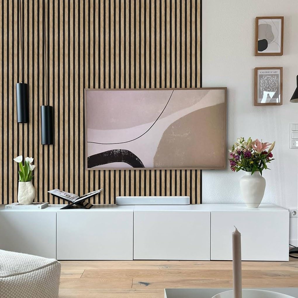 Wood Grain Peel & Stick Wallpaper – Self-Adhesive Removable Wood Slat Vinyl (43.5 × 305cm)