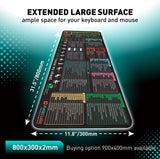 Excel Shortcut Keys Mouse Pad - Extended Large XL Cheat Sheet Gaming Mousepad | PC Office Spreadsheet Keyboard Mat | Non-Slip Stitched Edge