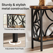 Narrow Sofa Table, Industrial Long Sofa Table Behind Couch, Entry Console Table with Storage for Entryway, Living Room, Foyer, Unique Design, Rustic Brown 70.9-Inch