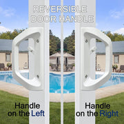 Reversible White Sliding Patio-Door Handle & Mortise Lock Set