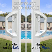 Reversible White Sliding Patio-Door Handle & Mortise Lock Set