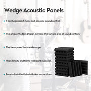 Sound Proof Foam Panels Pack Acoustic Foam,25 X 25 X 5 cm Wedges Acoustic Panels,Sound Absorbing Panels for Studio/Office/Home Sound Proof Panels for Walls (2.5cm) 24 pack