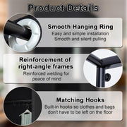 100 × 100 × 200 cm Movable Fitting Room with Sliding Curtain & Hooks