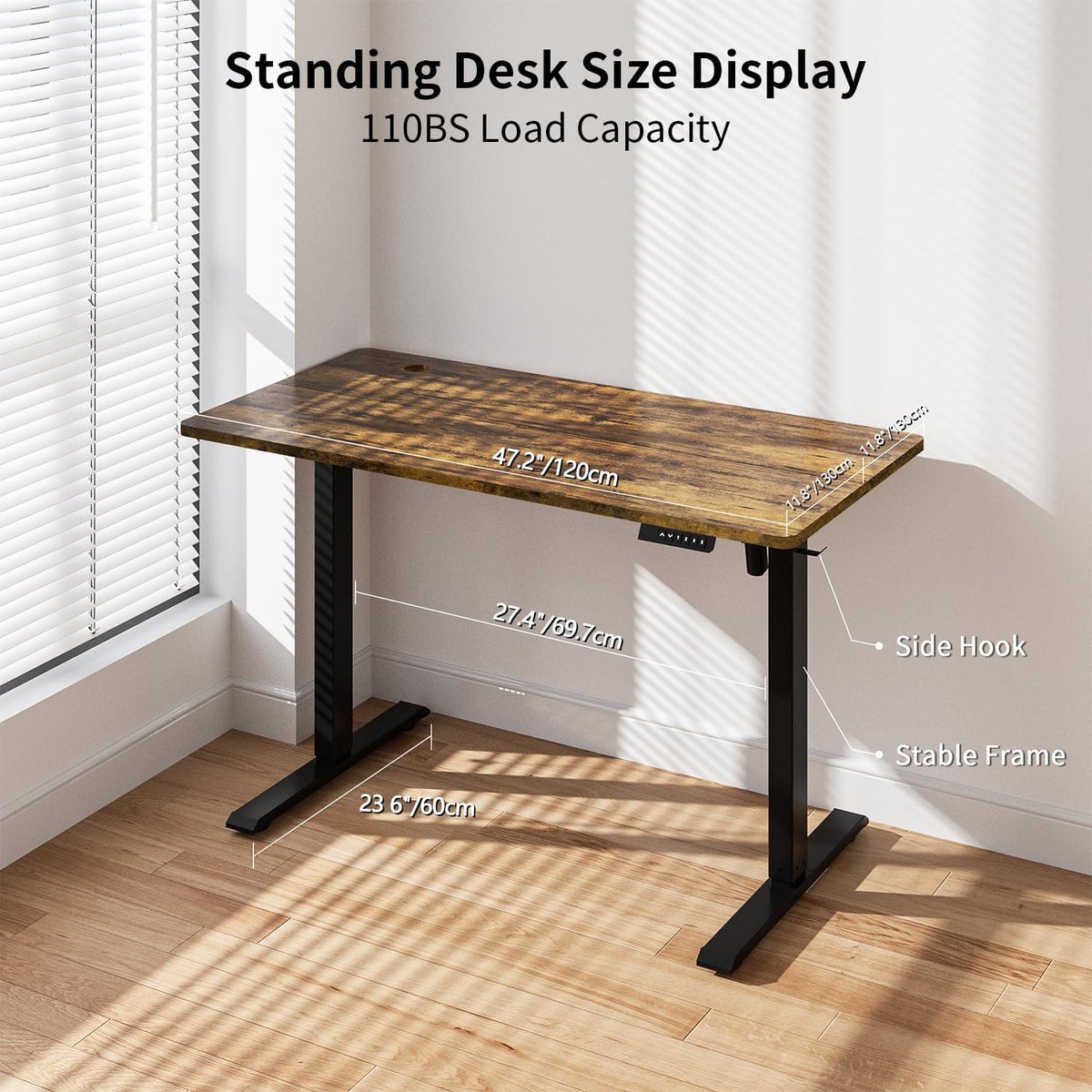 Electric Standing Desk, Height Adjustable Standing Compute Desk with Splice Board, 3 Memory Height Settings Ergonomic Home Office Desk (Rustic Brown)