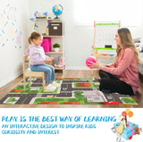 Play Mat Kids Rug Carpet Playmat Extra Large Learn Have Fun Safe Road Traffic System Multi Color Study Activity Centerpiece Play Mat for Playing with Cars for Bedroom Playroom