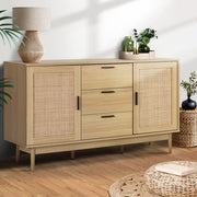 Rattan Sideboard with 3 Drawers & Adjustable Shelves