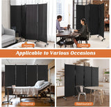 Giantex 4-Panel Folding Room Divider, 1.73m Rolling Privacy Screen with Lockable Wheels, Portable Wall Divider and Separator, Freestanding Privacy Protection for Living Room, Bedroom, Office (Black)