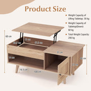 Lift-Top Coffee Table with Hidden Cabinet & Open Shelf
