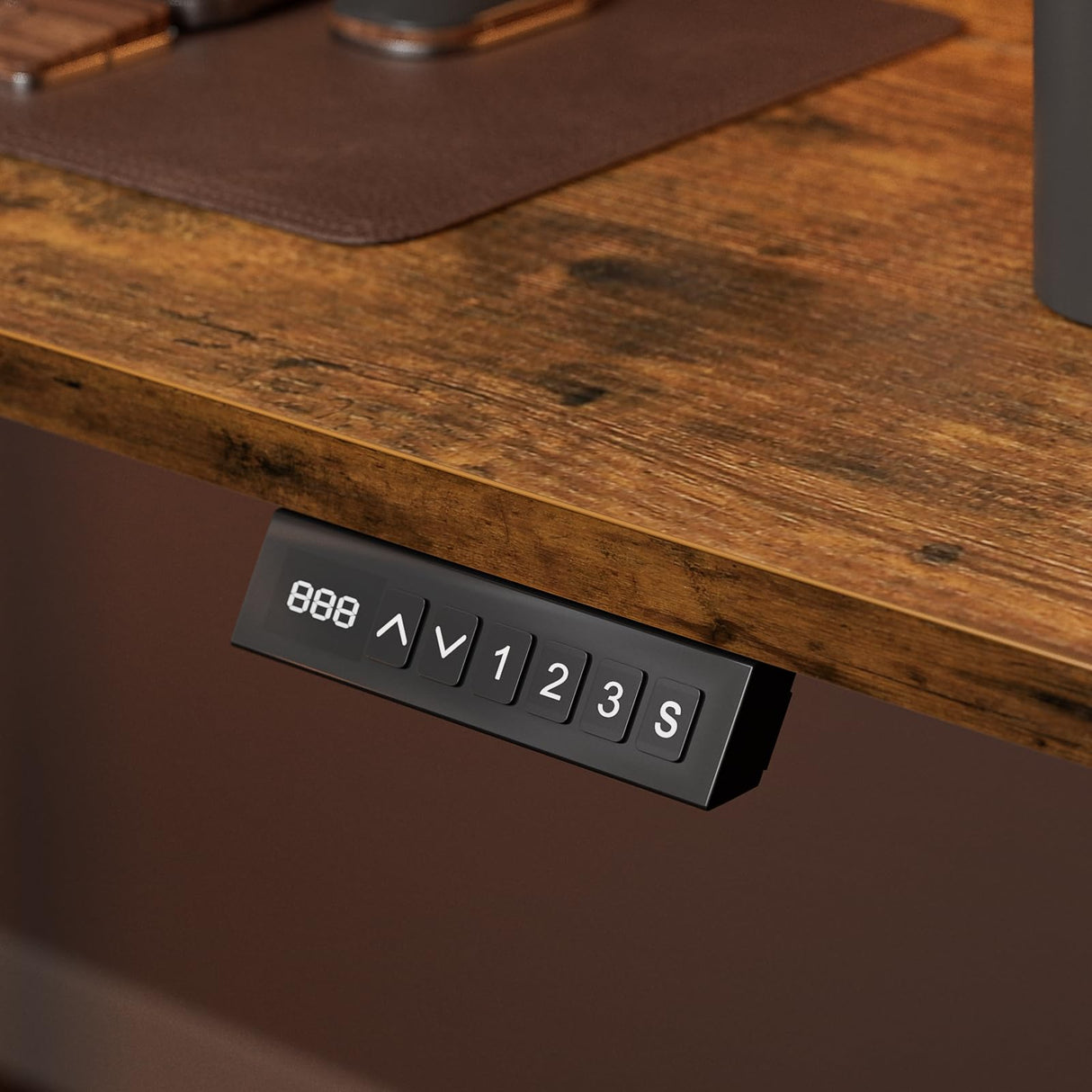 Electric Standing Desk, Height Adjustable Sit Stand Desk with Hooks for Home Office, Metal Frame Stand up Desk with Powerful Motor, Ergonomic Computer Desk for Home Office 120×60CM(Brown)