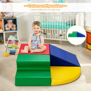 Climb and Crawl Foam Play Set, 4-Piece Soft Toddler Corner Climbing Sliding Blocks, Indoor Activity Play Foam for Babies & Toddlers, Lightweight Foam Gym Equipment Activity Play Set (Red)