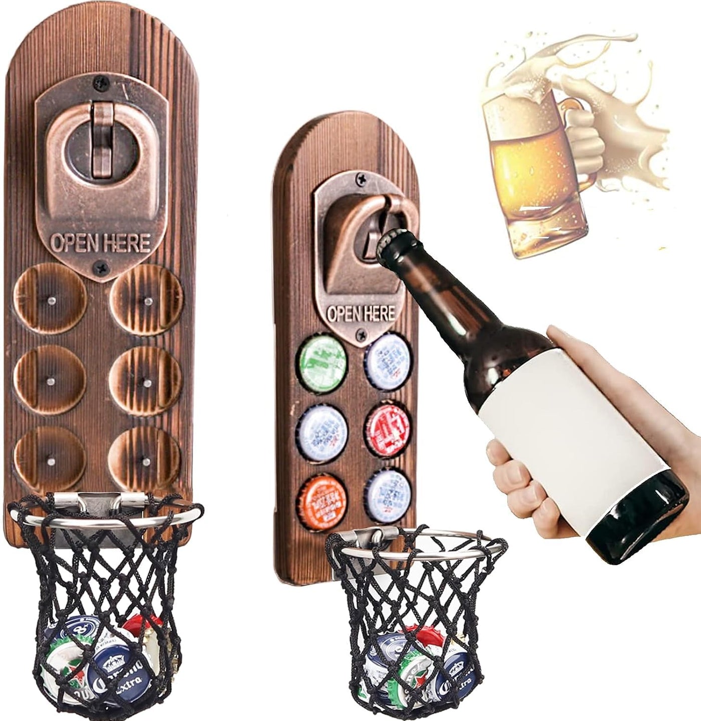 Magnetic Football Wall Bottle Opener with Cap Net