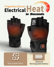Rechargeable Heated Gloves – Cordless Fingerless Winter Warm Gloves with Temperature Control