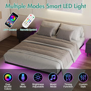 Floating-Look Double Metal Platform Bed with 3-Sided LED Lighting