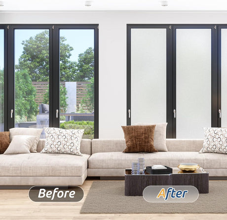 rabbitgoo Frosted Window Privacy Film, Decorative Colored Opaque Static Cling Glass Covering for Home Office Stores, Reusable Door Sticker for Bathroom, Non-Adhesive (White, 44.5 x 200 cm)