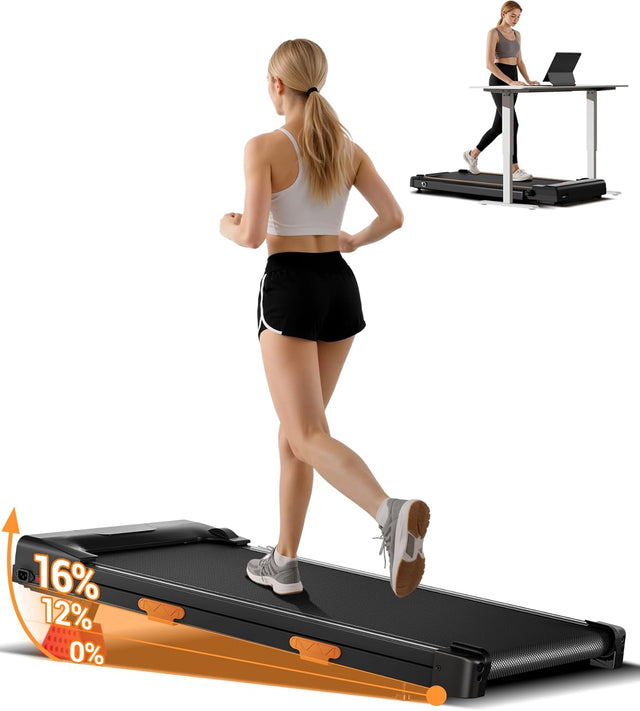 LONTEK 16% Incline Walking Pad Treadmills for Home, 3 in 1 PortableTreadmill with 150KG Weight Capacity, Under Desk Treadmill with 2.5HP Brushless Quiet