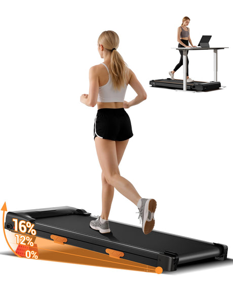 LONTEK 16% Incline Walking Pad Treadmills for Home, 3 in 1 PortableTreadmill with 150KG Weight Capacity, Under Desk Treadmill with 2.5HP Brushless Quiet