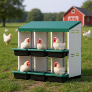 Chicken Nesting Box, Double Layer 6 Hole Metal Chicken Hen Laying Boxes with Roll Away Egg Collection & Perch, Poultry Nest House Egg Brooder Coop for Hens/Goose/Duck