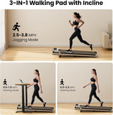 Yagud Walking Pad with Incline, Under Desk Treadmill, 2.5HP Treadmills for Home with Remote Control & Led Display, Non-Slip, Compact Portable, Low Noise for Workout Exercise