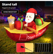 210 cm Inflatable Santa Boat LED Christmas Display