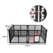6-Panel Black Plastic Pet Playpen with Lockable Gate – 86 × 67 cm Panels