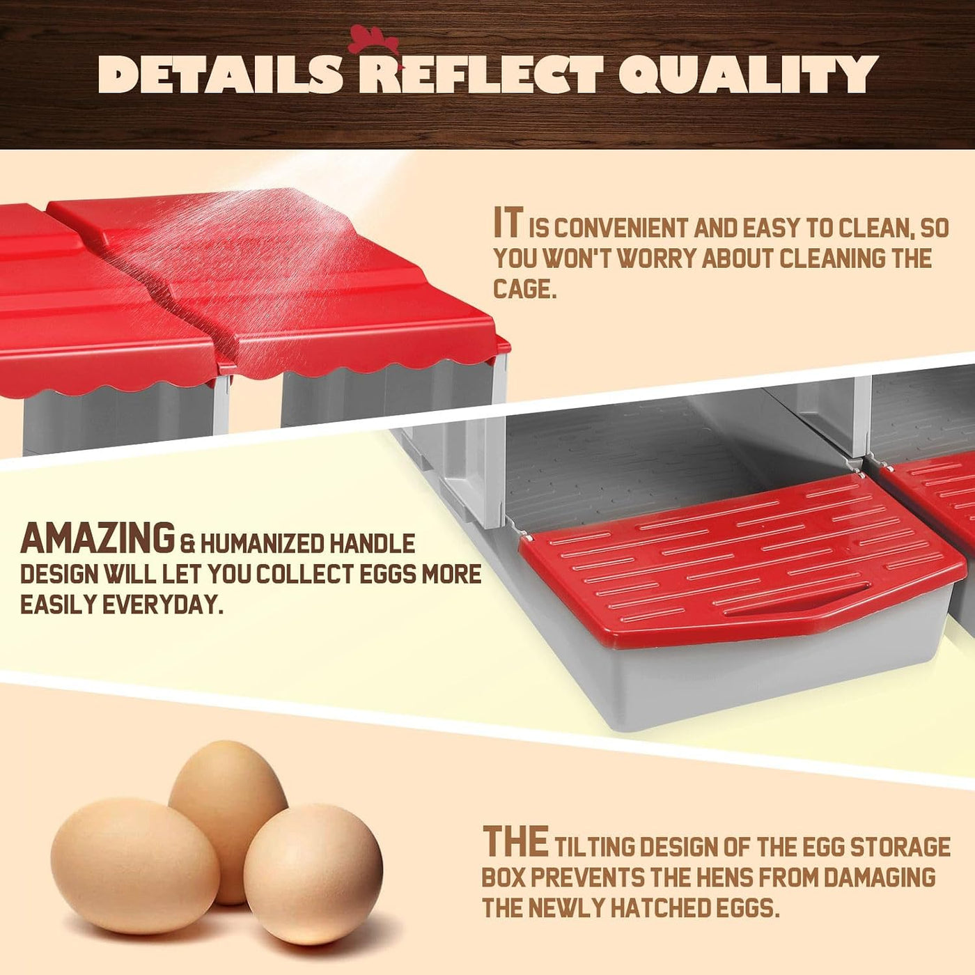 Pet Scene 4-Hole Roll-Away Chicken Nesting Box – Modular Poultry Laying Boxes with Egg Collection
