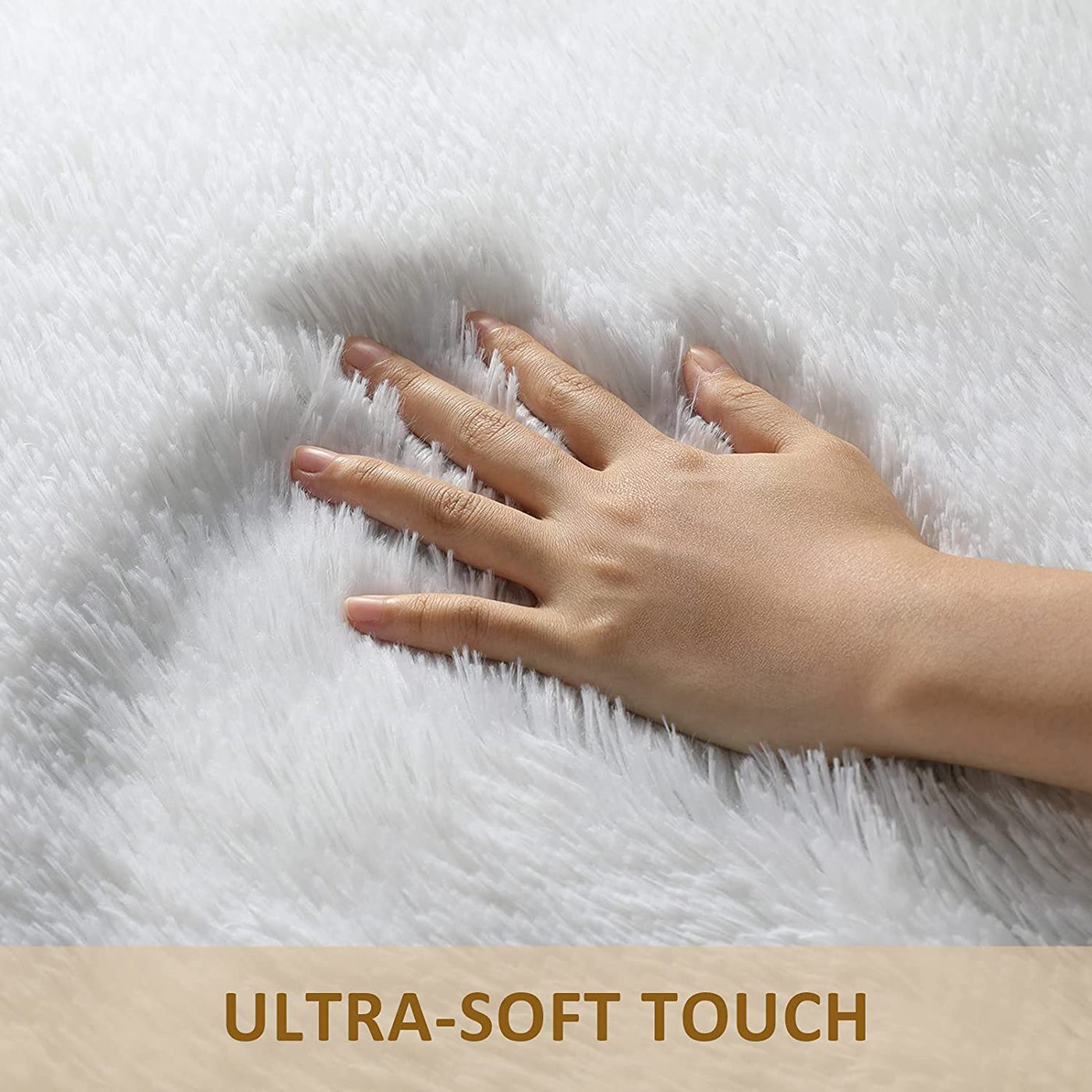 160 × 200 cm White Fluffy Shag Area Rug