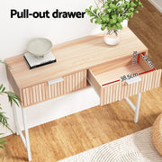 Natural Wood & White Console Table with Drawer