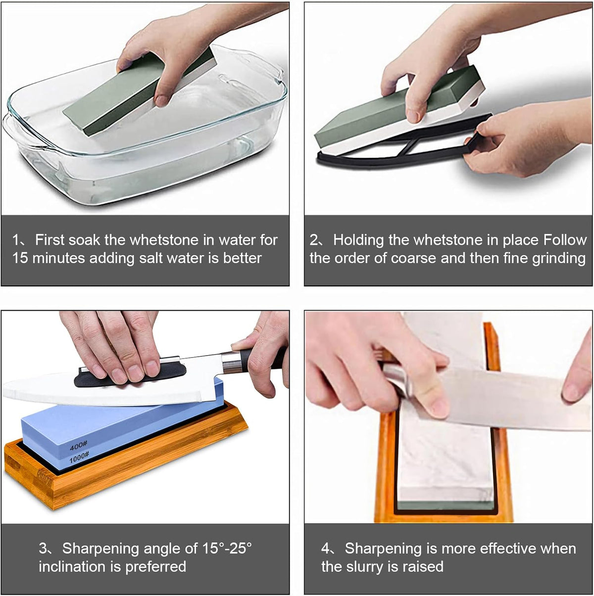 Professional Dual-Grit Whetstone Set – 400/1000 & 3000/8000